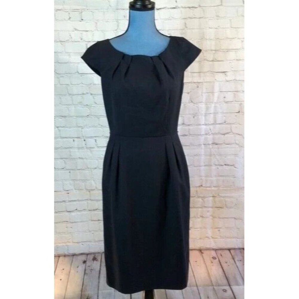 Calvin Klein Dress Black Cap Sleeve Pleated Size 6